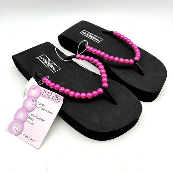 NWT Vintage 90s Y2K Xhilaration Platform Pink Pearl Strap Flip Flop Sandals 7 - Picture 4 of 16